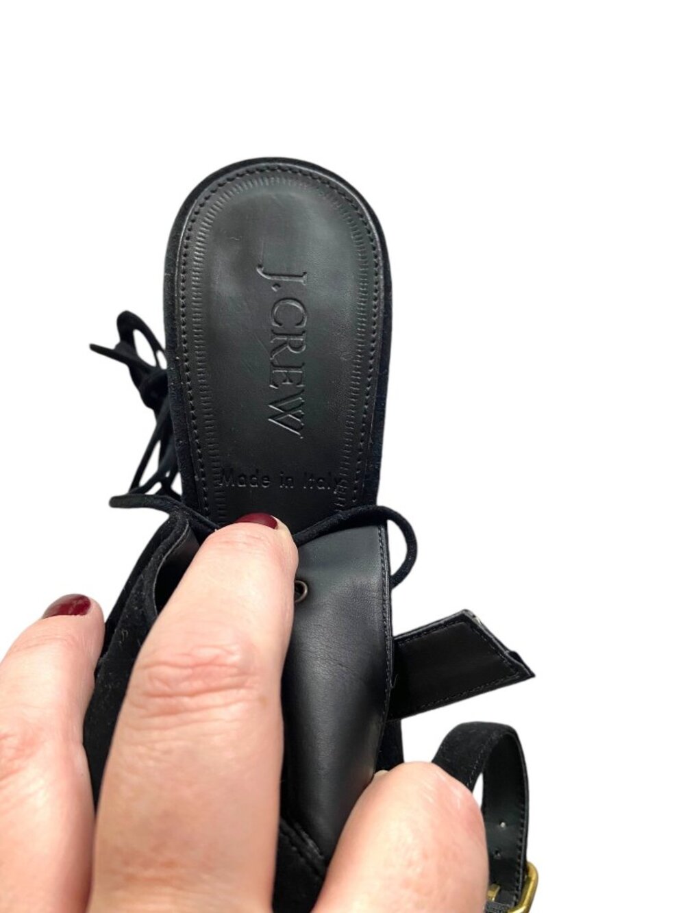 J.Crew Made In Italy Lace Up Heels Black Size 8 Whimsigoth Witchy Renaissance - Picture 8 of 13
